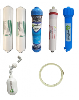 Wellon Inline-Based Complete RO Installation Kit with Filters, Membrane, Housing, Fittings & Pipe (for New Setup or Major Servicing)